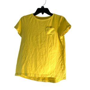 Old Navy Girls T-Shirt Short Sleeves Heart Pocket Hi Lo Yellow Size L 10-12